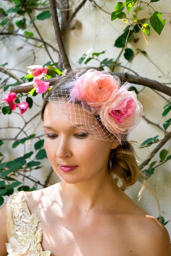 Pink Fuchsia Rose Flower Girl Headband Tiara Wedding Etsy