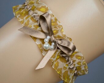 Liga de organza con estampado animal para tu boda, liga marrón champán, liga de leopardo, liga para despedida de soltera, regalo de novia, liga sexy de leopardo beige.