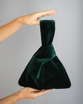 Japanese knot bag purse clutch green velvet wedding, party, special occasion, simple and elegant bag, evening dress, green prom purse product logo
