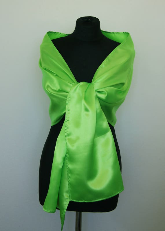Satin Salat Green Wrap Shawl Bolero Winter Wedding Shrug Lime Etsy