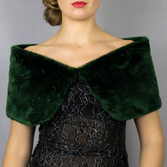 green faux fur shawl