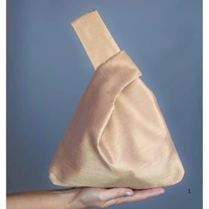 Sac noeud japonais or rose champagne, sac en soie de luxe, châle assorti disponible, emballage champagne or rose, sac de bal, femme minimaliste