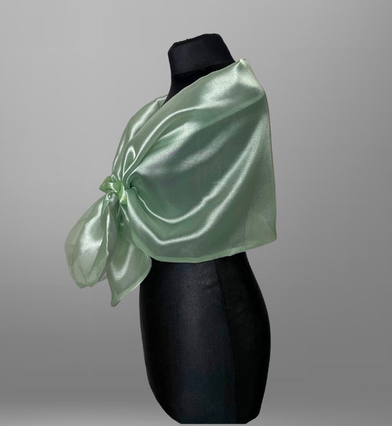 Organza peacock green stole wrap shawl evening dress accessory 