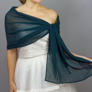 Luxury Dark Green Chiffon wrap shawl bolero Winter wedding shrug elegant accessory 200 cm dark green deep green peacock green