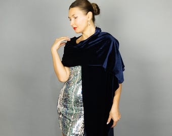 Navy velvet wrap navy velvet shawl festive navy velvet scarf velvet bridesmaids wrap navy blue velvet shrug warm woman shawl velvet scarf