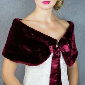 Luxus Kunstpelz, Pelzimitat Kunstpelz Stola Shrug fuchsia himbeere bordeos burdeos weinrot