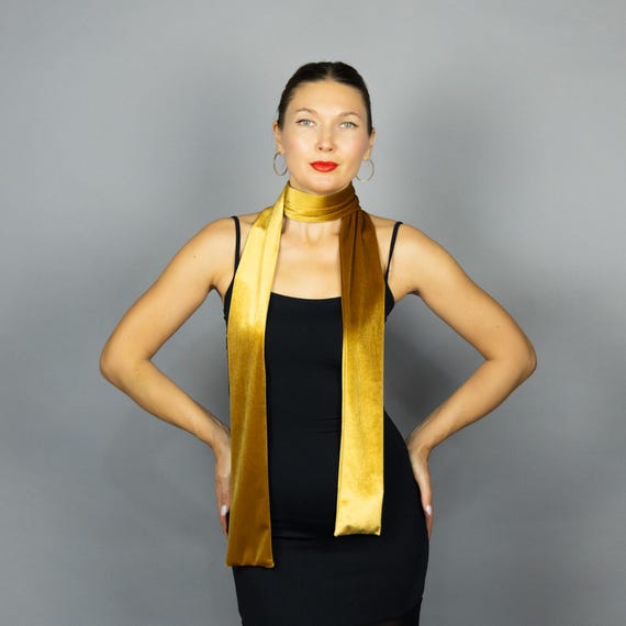 Velvet Neck Scarf Gold Velvet Scarf Woman Gift Winter Velvet Neck Scarf Velvet Scarf Gold Velvet Mustard Gold Velvet Scarf Velvet Neck Tie