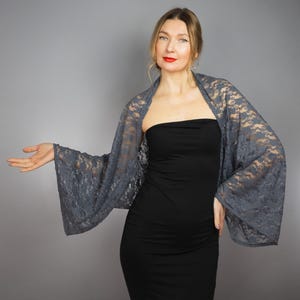 Red lace sleeves bolero red lace wrap red shrug burgundy red evening shrug , red shoulder wrap , lace jacket burgundy red wrap burgundy wrap image 5