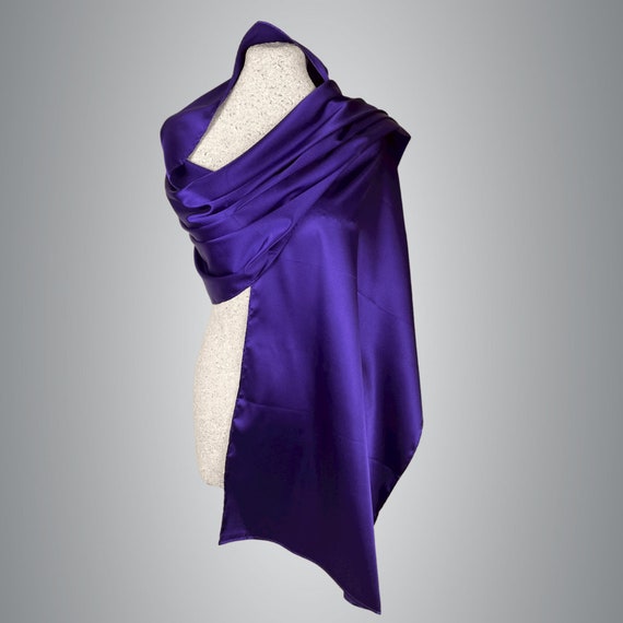 Violet Satin Scarf Violet Wrap Purple Violet Shawl Wedding Shrug