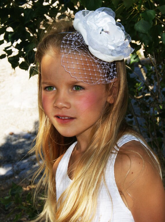 White Russian Veil Flower Girl Headband Tiara Wedding Etsy