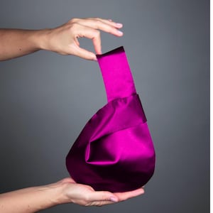 Fuchsia Tasche rosa japanischer Knoten Satintasche Fuchsia Party Tasche, minimalistischer Stil, minimalistische Tasche Fuchsia Geldbörse Hot Pink Satintasche rosa Frau Tasche