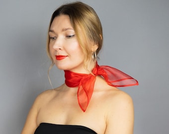 Neck Scarf Red Scarf Red Neck Scarf Women Red Scarf Red