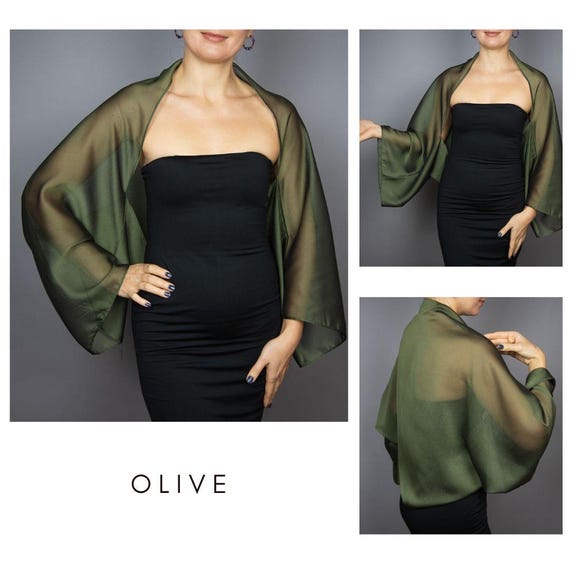 Olive Wrap Olive Green Sleeves Olive Shawl Olive Bolero Green