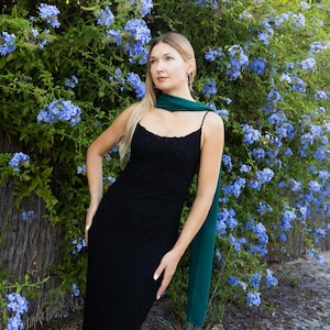 Bufanda verde, bufanda larga de gasa, bufanda de cuello, bufanda transparente, bufanda verde oscuro, bufanda verde transparente, bufanda verde para mujer, bufanda verde de gasa, regalo para mujer