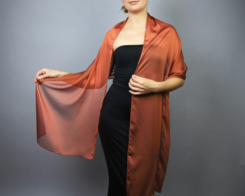 Chal fucsia, chal fucsia transparente, chal rosa, bufanda fucsia, papel de regalo para damas de honor, encogimiento de hombros para boda, chal para madre de la novia, chal de gasa para mujer Cinnamon