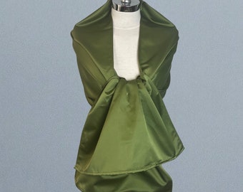 Cotton taffeta wrap Khaki green wrap shawl party evening dress shrug elegant accessory green basil , bridesmaid , green scarf, green wrap