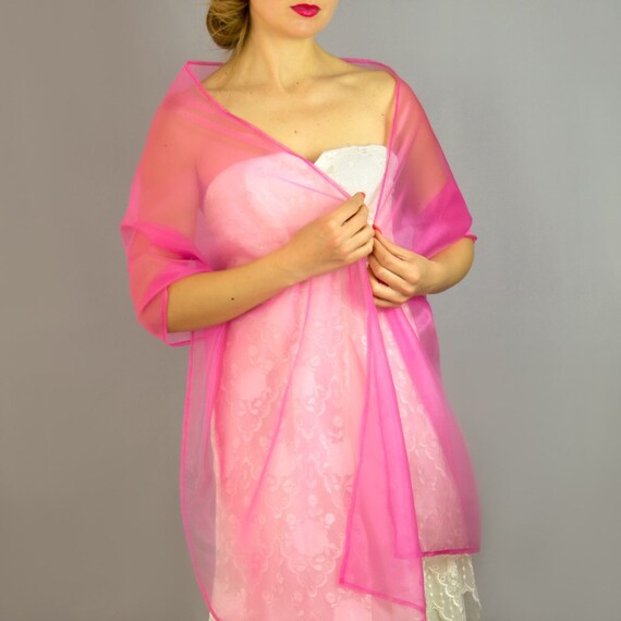 Chal organza capa bolero Fucsia Rosa Hot Pink Chal novia | Etsy México