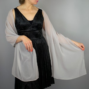 Chifon wrap shawl summer spring wedding shrug elegant accessory 200 cm silver grey luxury fabric wedding dress, comunion, party