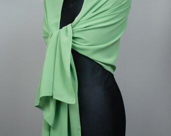 Luxury Green mint light green Chiffon wrap shawl bolero Winter wedding shrug elegant accessory 200 cm