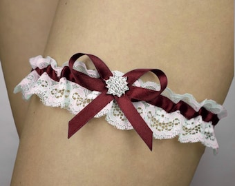 Burgundy ivory garter bridal garter wedding garter lace ivory garter navy blue garter black garter burgundy bridal gift prom garter