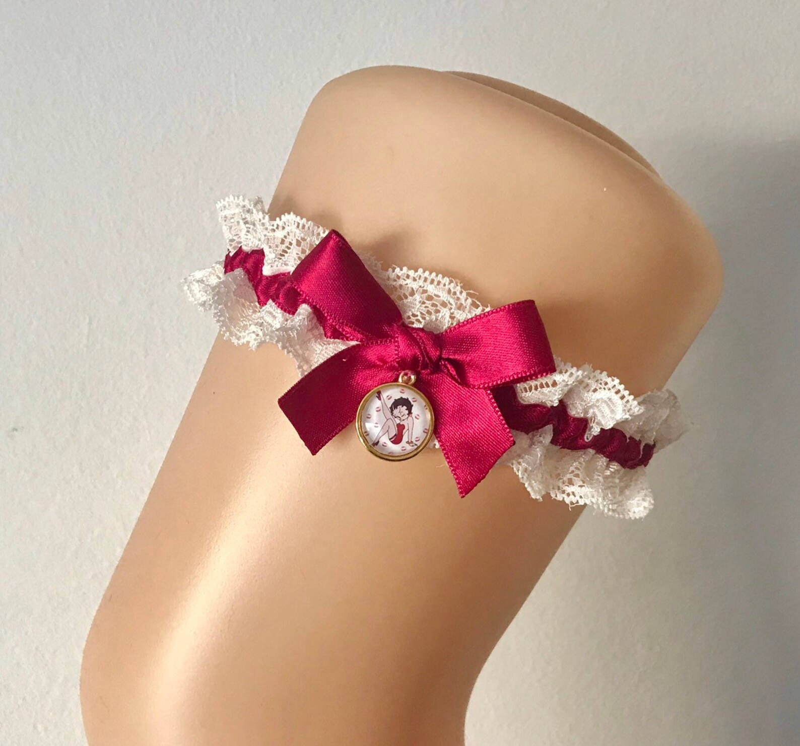 Limited addition Betty Boop garter hot pink red white wedding | Etsy