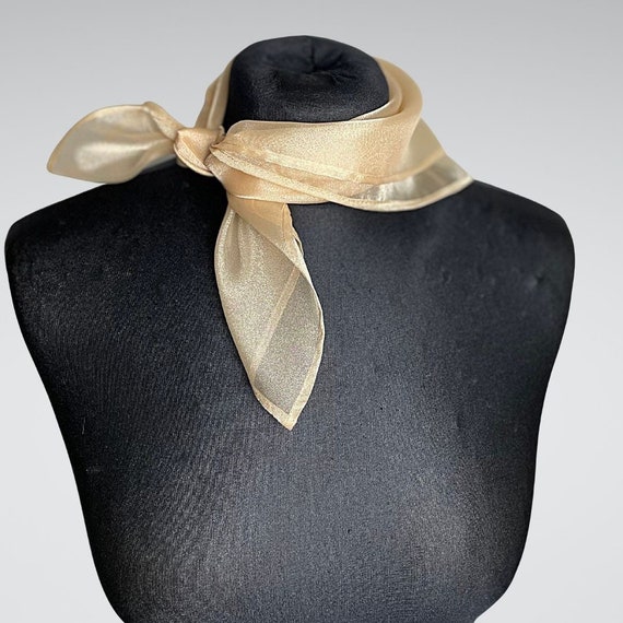 Neck Scarf Organza Beige Scarf Light Beige Gold Scarf Neck