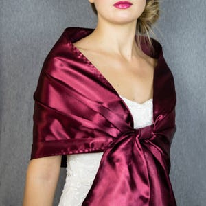 Burgundy Wine Satin Wrap Shawl Bolero Wedding Shrug Elegant Accessory ...