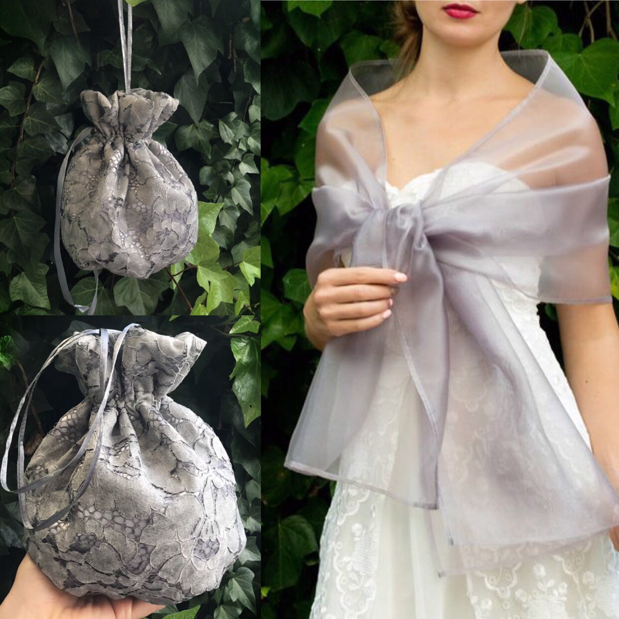 Organza Wrap Bag Set Shawl and 