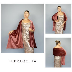 Pink blush velvet velour wrap shawl bolero Winter wedding shrug velvet scarf pink mauve velvet, rose velvet,velvet scarf, warm bridal scarf Terracotta