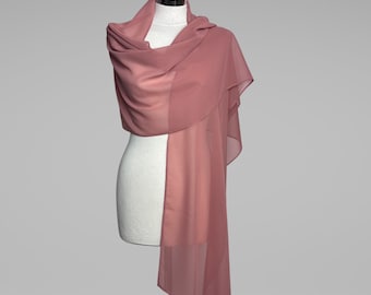 Rose Dusty Rose Blush Chiffon wrap châle boléro été printemps mariage haussement d'épaules accessoire élégant 200 cm demoiselles d'honneur , écharpe femme