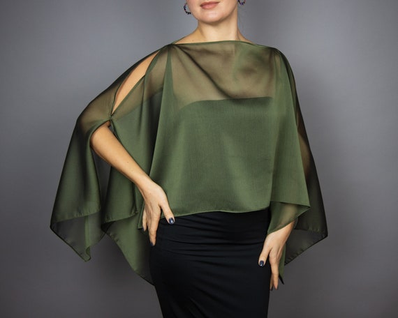 Olive Green Wrap Bolero Capelet Wedding Evening Shrug Olive Green Navy Choir Costume Shrug Jacket Woman Poncho Woman Cape Bridesmaids Etsy