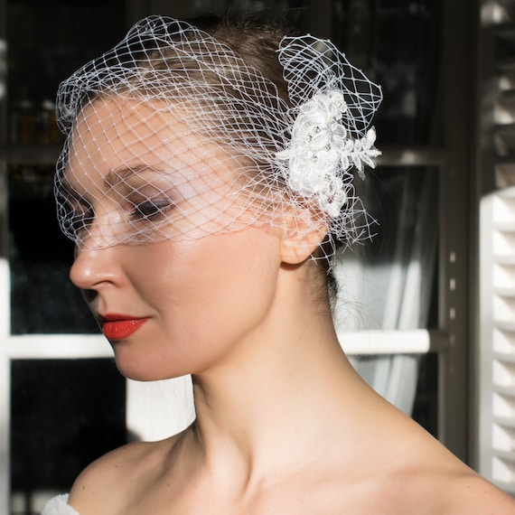 Velo corto Tocado velo ruso Birdcage Velo jaula diadema novia | Etsy México