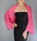 Pink fuchsia Chiffon wrap shawl bolero sleeves bridesmaids wedding shrug Raspberry pink, mother of the bride, evening cape product logo