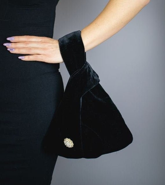 Crushed velvet Japanese Knot Bag wrist bag purse handmade Crushed velvet Japanese Knot Bag wrist bag purse handmade