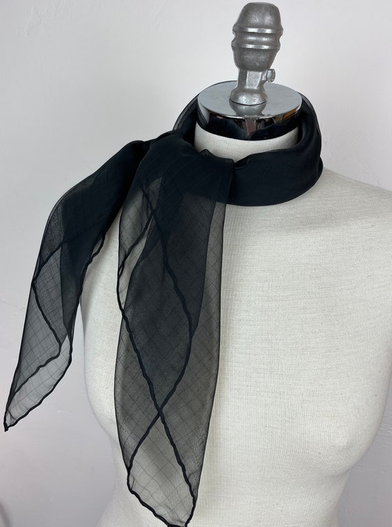 Silk Neck Scarf for Women in Solid Black