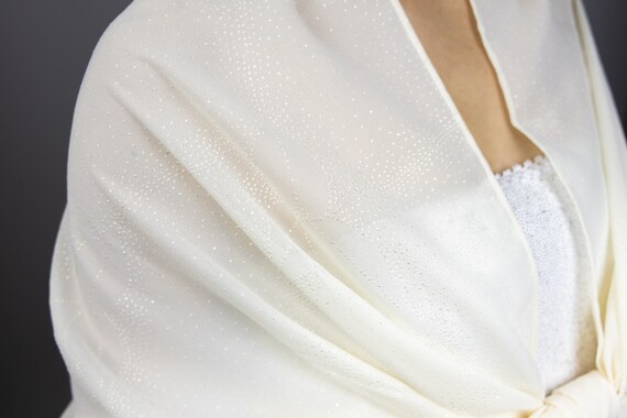 Luxury ivory cream chiffon wrap shawl 