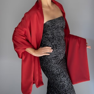 Large Burgundy red satin wrap shawl double sided wedding or party shrug , evening dress shawl , large scarf , prom wrap