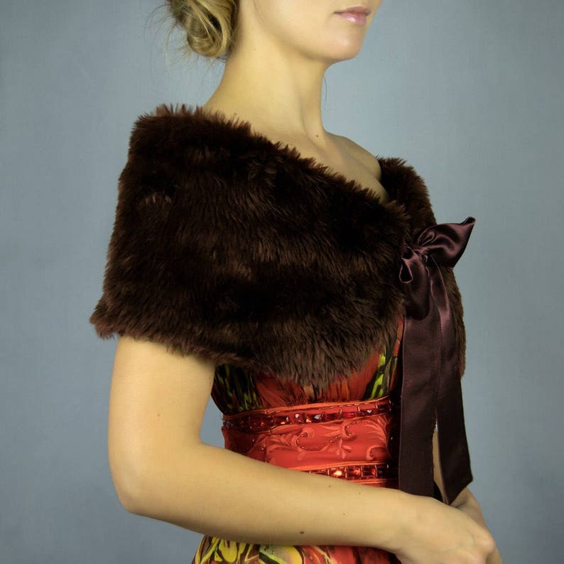 Brown Faux Fur Shrug wrap capelet shawl ideal for your wedding Etsy