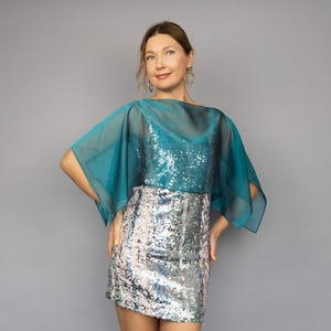 Peacock capelet peacock short shrug turquoise shoulder wrap sheer shoulder cape sheer scarf bridesmaids turquoise wrap sheer turquoise scarf