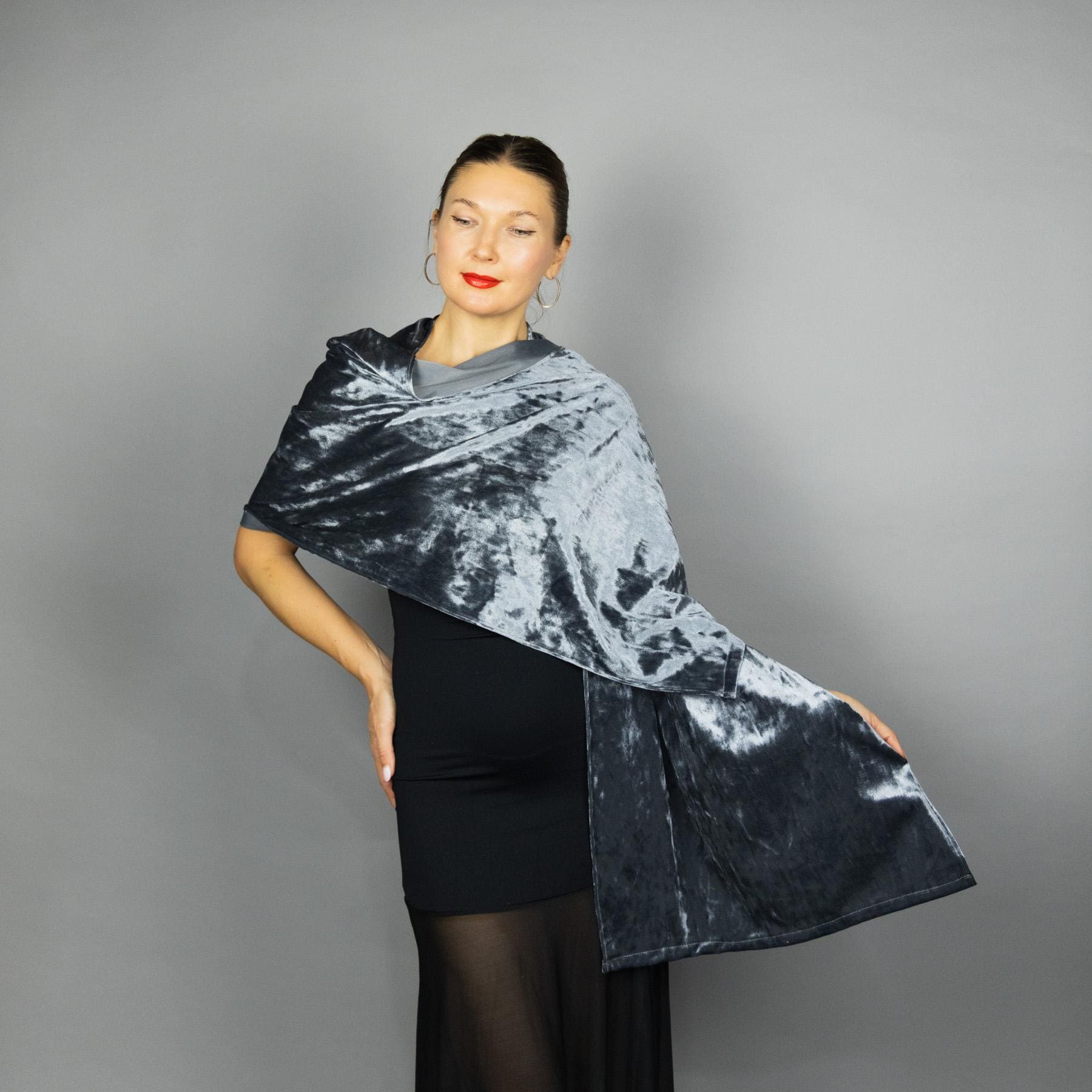 Velvet Wrap Velvet Shawl Blue Velvet Scarf Winter Wedding Shrug