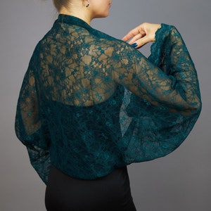 Red lace sleeves bolero red lace wrap red shrug burgundy red evening shrug , red shoulder wrap , lace jacket burgundy red wrap burgundy wrap image 8