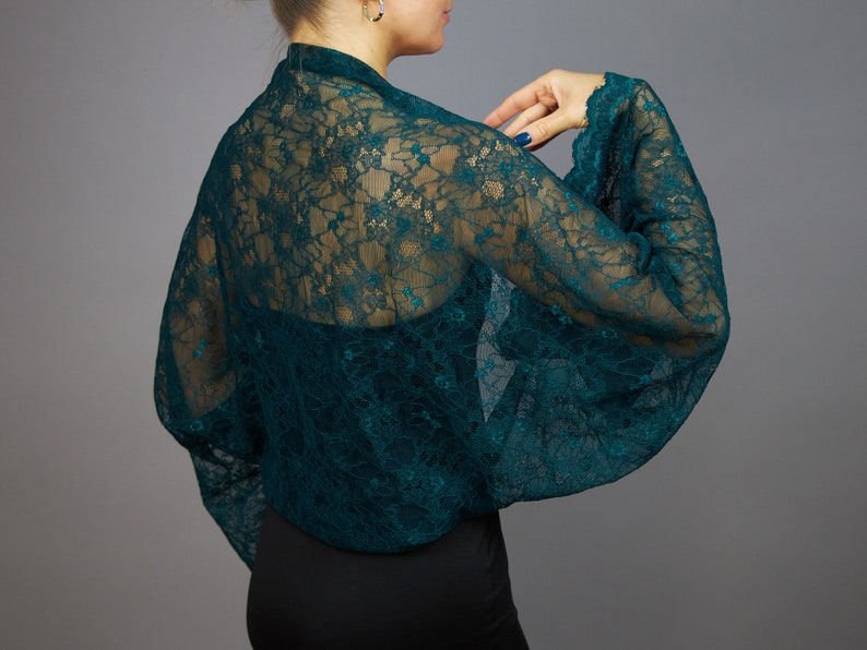 Red lace sleeves bolero red lace wrap red shrug burgundy red evening shrug , red shoulder wrap , lace jacket burgundy red wrap burgundy wrap image 8