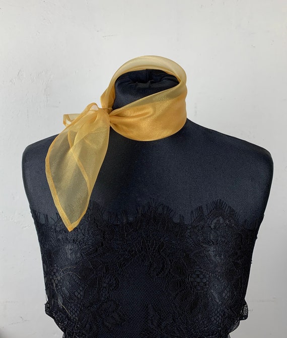 Bufanda pañuelo organza dorado oro corbata de cuello accesorio - México