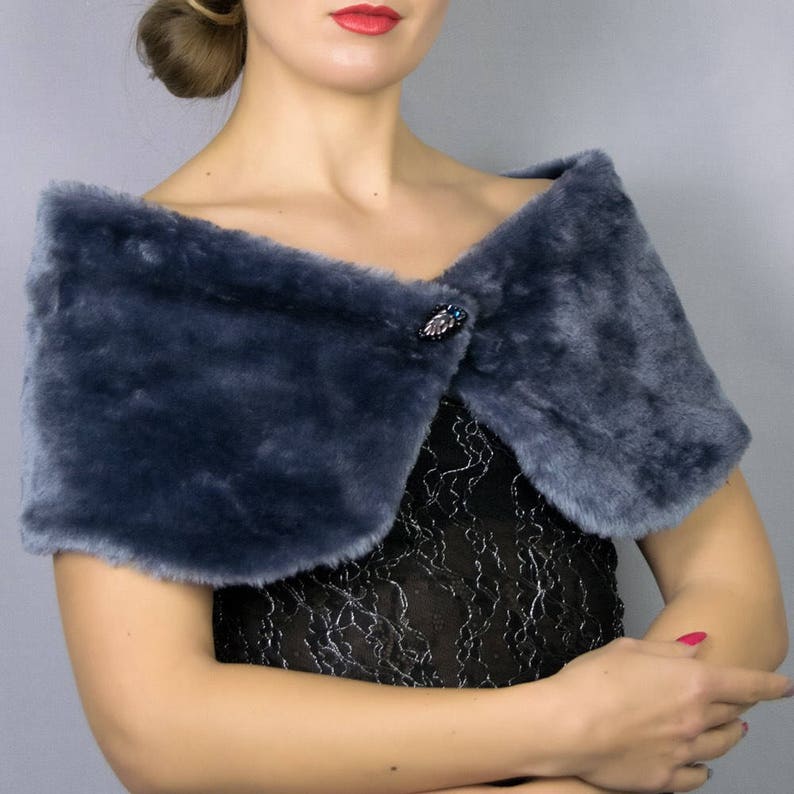 silver grey fur wrap