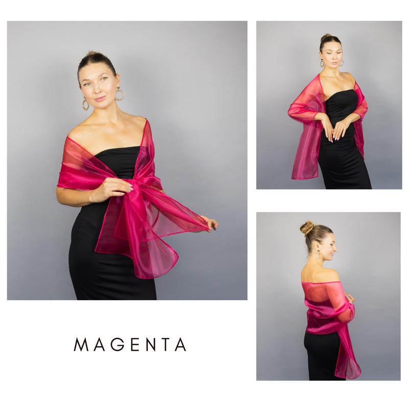 Neon pink scarf fuchsia wrap pink sheer shawl fuchsia organza shawl neon pink sheer shrug bridesmaids pink scarf woman scarf evening shawl Magenta