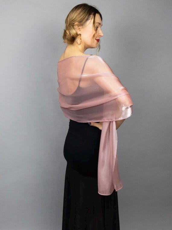 Shawl Sheer Evening Shrug Pink Organza Wrap Dusty Pink Sheer Shawl - Main Image