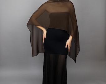 Bruine cape bruine schouderophalen donkerbruine Griekse stijl wrap pure Griekse cape pure sjaal bruine cape bruidsmeisjes wrap pure bruids cape bruine sjaal