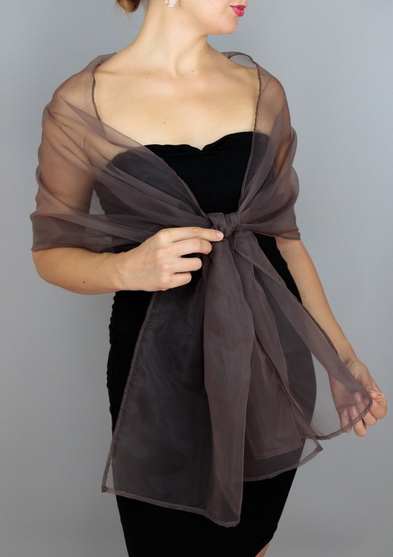 Brown Bronze Organza Shawl Wrap Shrug 