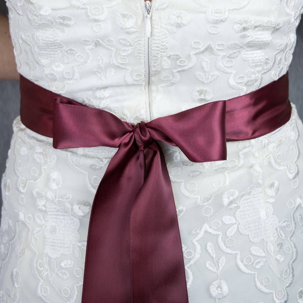 burgundy sash for dress Burgundy Double Faced Satin Ribbon Sash