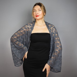 Red lace sleeves bolero red lace wrap red shrug burgundy red evening shrug , red shoulder wrap , lace jacket burgundy red wrap burgundy wrap image 4